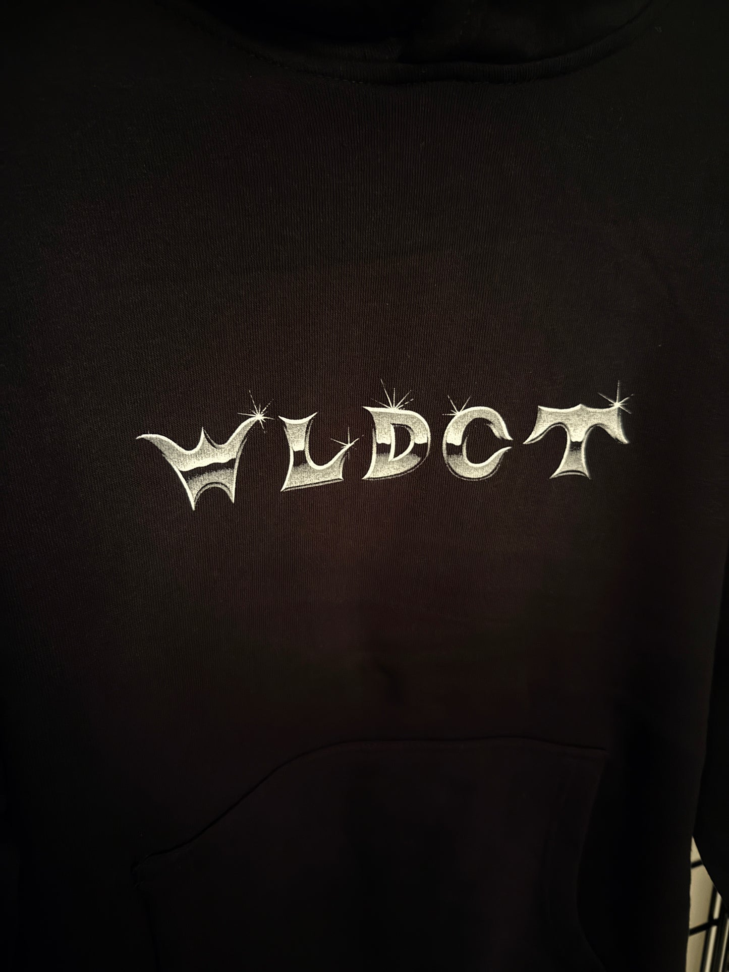 WLDCT Black Fleece Chrome Biker Logo Hoodie