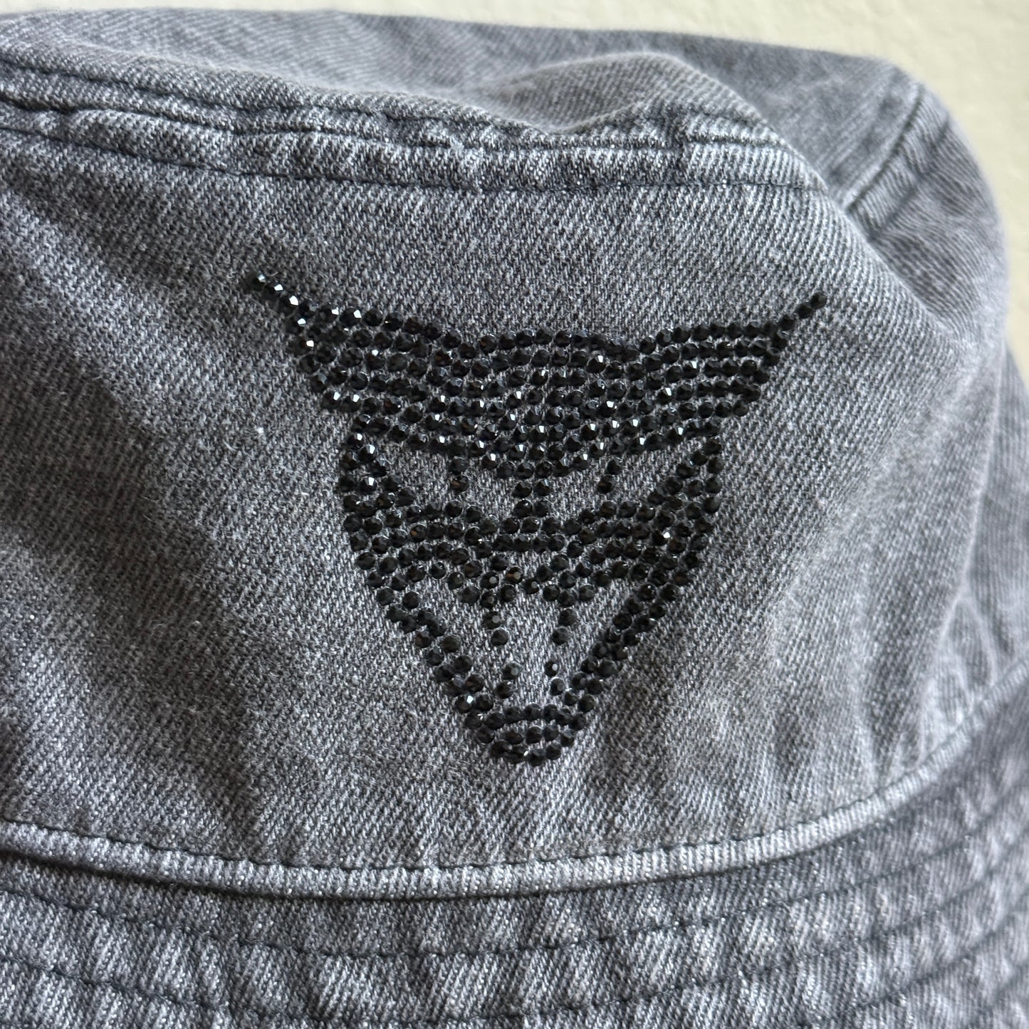 Y2K Bedazzled Jet Black Bucket Hat