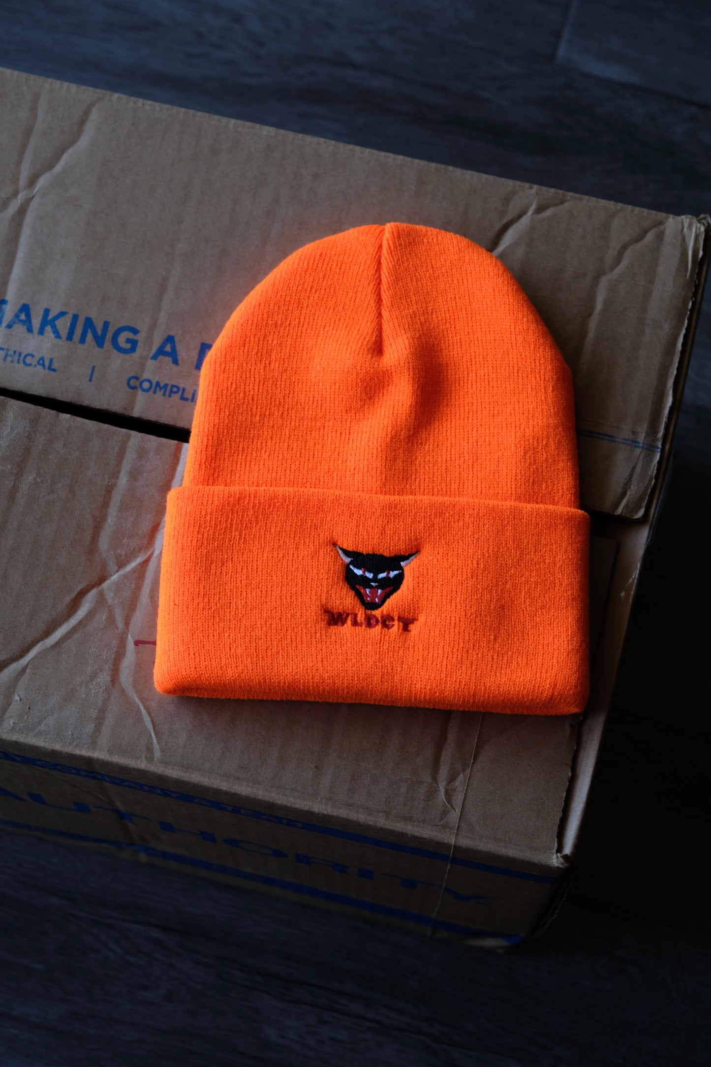 Highlighter Orange WLDCT x Luke Thomas Embroidery Beanie