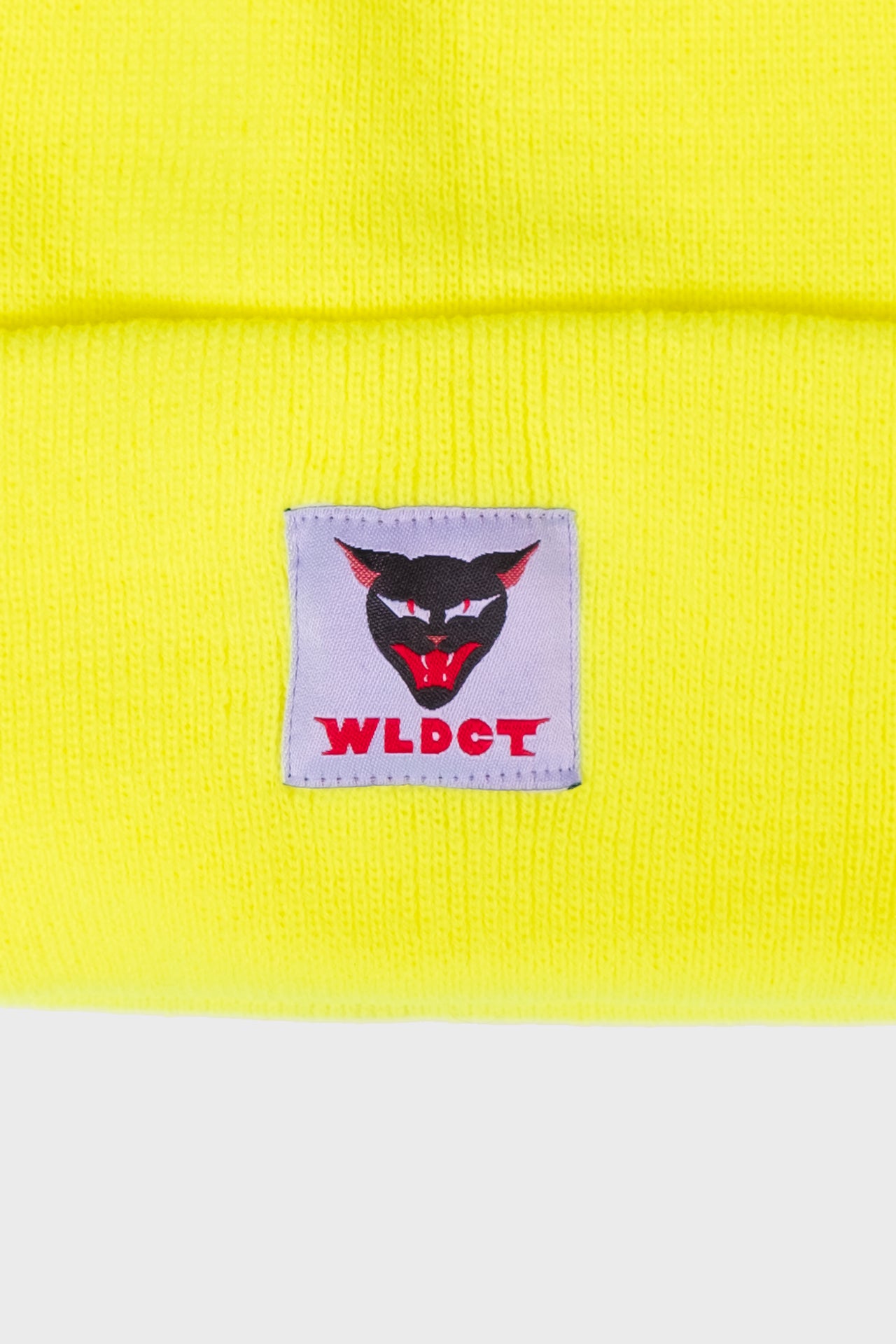 Highlighter Yellow WLDCT Luke Thomas Beanie Detail