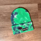Deep green blue tie-dye WLDCT x Luke Thomas record scratch Embroidery Beanie