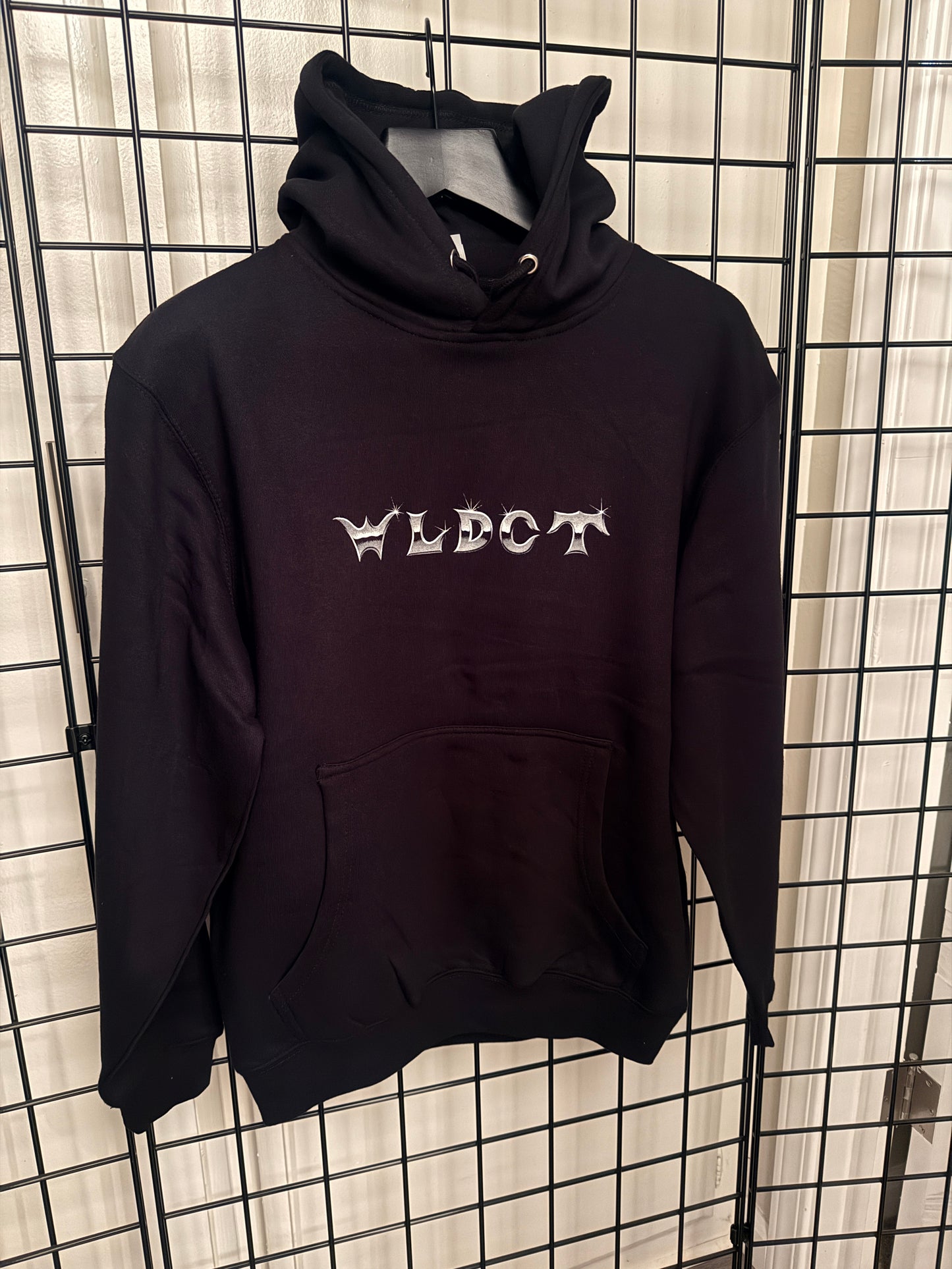 WLDCT Black Fleece Chrome Biker Logo Hoodie