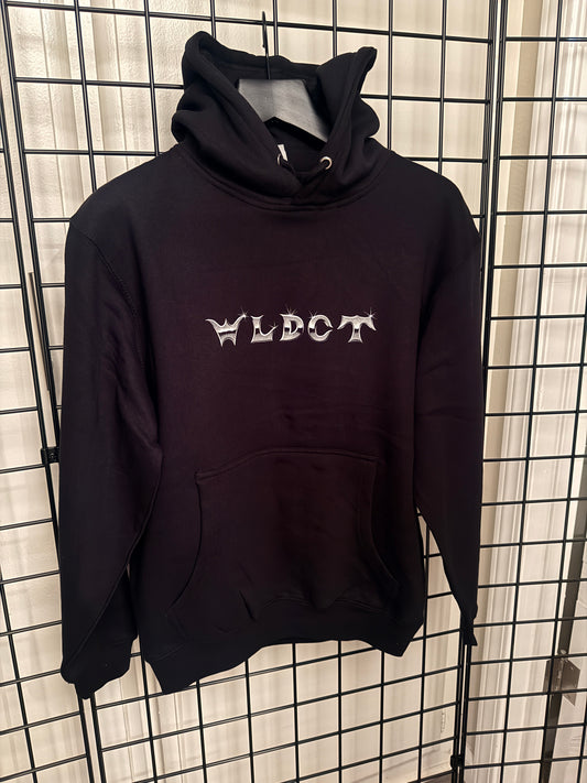 WLDCT Black Fleece Chrome Biker Logo Hoodie
