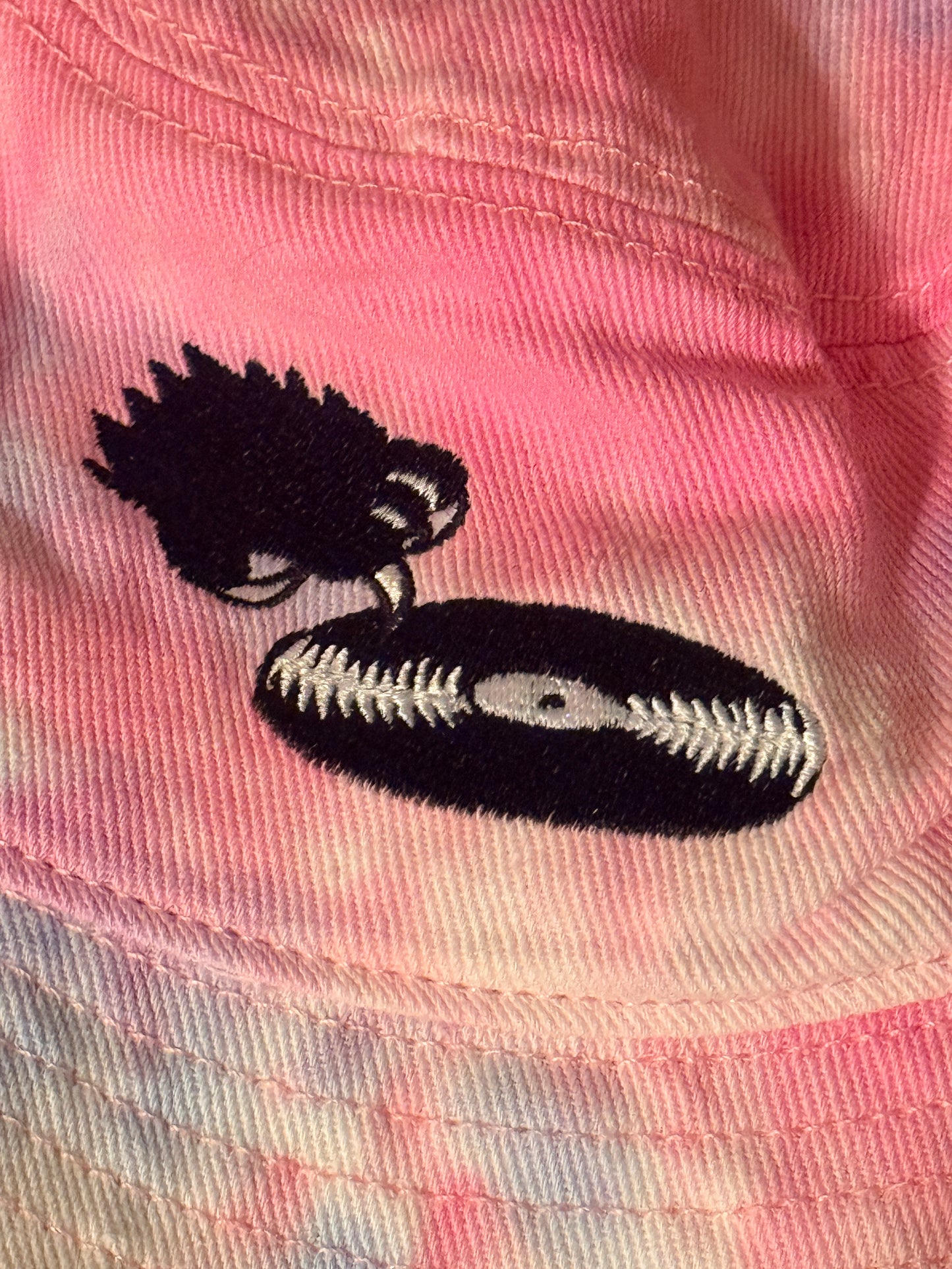 Light pink blue tie dye Record Scratch Embroidered Bucket Hat