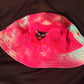 Fuschia Pink tie dye Cat Head embroidery Bucket Hat
